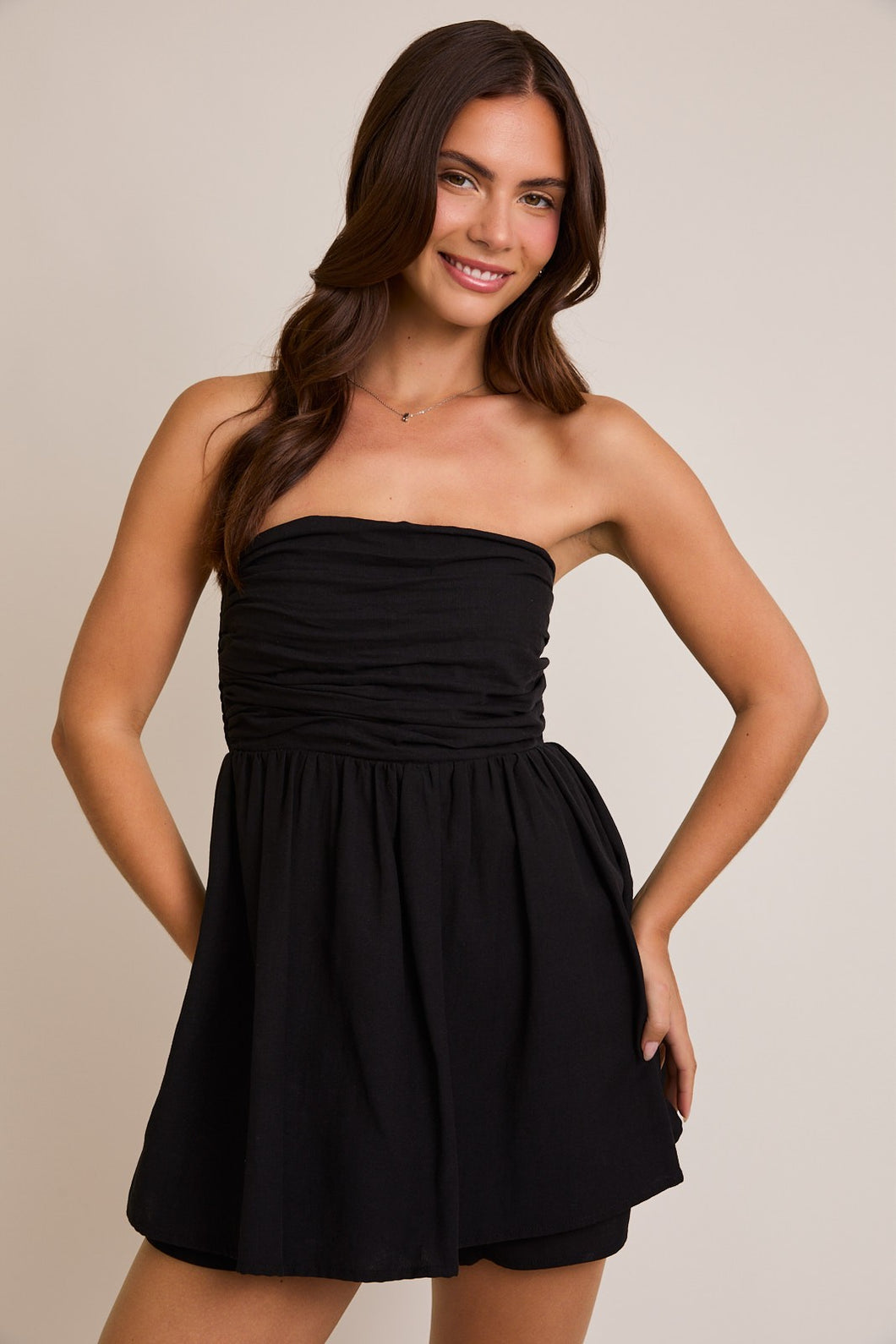 Black Baby Doll Tube Romper