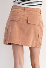 Smoky Salmon Stone Washed Mini Cargo Skirt