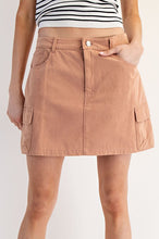Smoky Salmon Stone Washed Mini Cargo Skirt