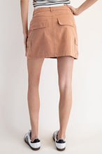 Smoky Salmon Stone Washed Mini Cargo Skirt
