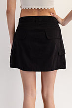 Ash Black Stone Washed Mini Cargo Skirt