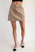 Taupe Stone Washed Mini Cargo Skirt
