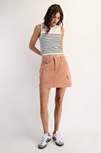 Smoky Salmon Stone Washed Mini Cargo Skirt