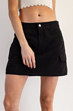 Ash Black Stone Washed Mini Cargo Skirt