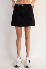 Ash Black Stone Washed Mini Cargo Skirt