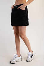 Ash Black Stone Washed Mini Cargo Skirt