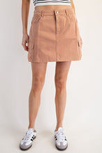Smoky Salmon Stone Washed Mini Cargo Skirt