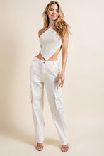 White Sweater Knit Triangle Crop Halter Top