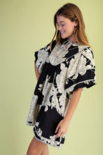 Black Mix Mint Trim Detail Button Down Dress