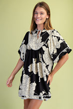 Black Mix Mint Trim Detail Button Down Dress