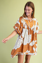 Bronze Mix Mint Trim Detail Button Down Dress