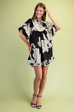 Black Mix Mint Trim Detail Button Down Dress