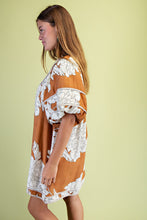 Bronze Mix Mint Trim Detail Button Down Dress