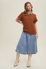 Camel Cable Knit Sweater Top