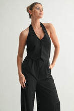 Black Halston Wide-leg Vest Jumpsuit