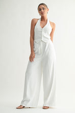 White Halston Wide-leg Vest Jumpsuit