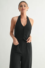 Black Halston Wide-leg Vest Jumpsuit