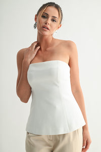 Off White Sculpted Flare Tube Top