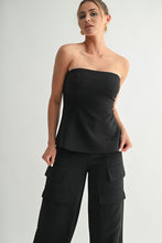 Black Sculpted Flare Tube Top