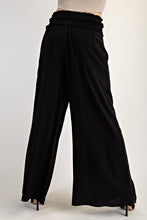 Black Smocked Wide Leg Pants