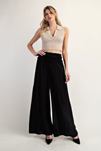 Black Smocked Wide Leg Pants