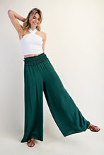 Hunter Green Smocked Wide Leg Pants