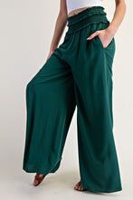 Hunter Green Smocked Wide Leg Pants