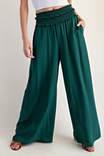 Hunter Green Smocked Wide Leg Pants