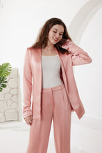Rose Pink Satin Placket Blazer