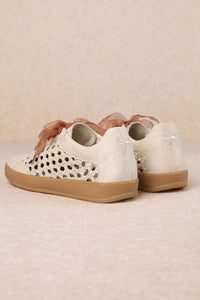 Beige Weaving Detailed Lace Up Low Top Sneaker