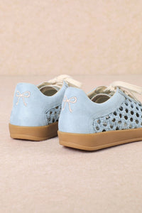 Blue Weaving Detailed Lace Up Low Top Sneaker