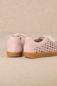 Light Pink Weaving Detailed Lace Up Low Top Sneaker
