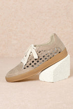 Dark Beige Weaving Detailed Lace Up Low Top Sneaker