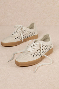 Beige Weaving Detailed Lace Up Low Top Sneaker