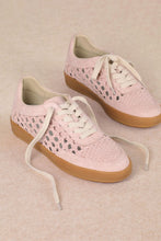 Light Pink Weaving Detailed Lace Up Low Top Sneaker