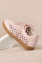 Light Pink Weaving Detailed Lace Up Low Top Sneaker