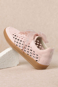 Light Pink Weaving Detailed Lace Up Low Top Sneaker