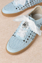 Blue Weaving Detailed Lace Up Low Top Sneaker