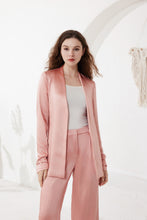 Rose Pink Satin Placket Blazer