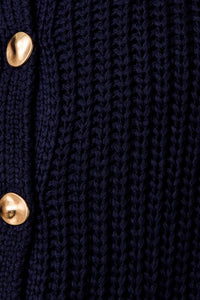 Navy Relaxed Button Down Chunky Sweater Vest