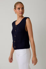 Navy Relaxed Button Down Chunky Sweater Vest