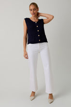 Navy Relaxed Button Down Chunky Sweater Vest