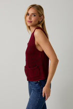 Burgundy Relaxed Button Down Chunky Sweater Vest