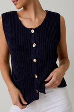Navy Relaxed Button Down Chunky Sweater Vest