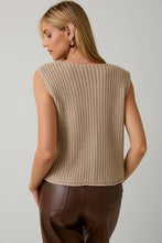 Taupe Relaxed Button Down Chunky Sweater Vest