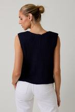 Navy Relaxed Button Down Chunky Sweater Vest