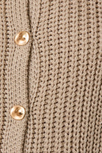 Taupe Relaxed Button Down Chunky Sweater Vest