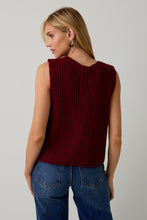 Burgundy Relaxed Button Down Chunky Sweater Vest
