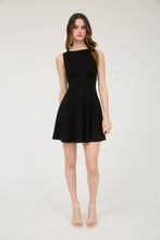 Black Sleeveless Waist Detail Flare Mini Dress
