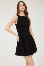 Black Sleeveless Waist Detail Flare Mini Dress